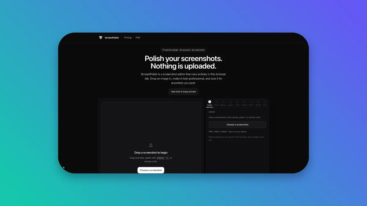 The same screenshot framed with the editor: gradient background, padding around the capture, rounded corners and a soft shadow